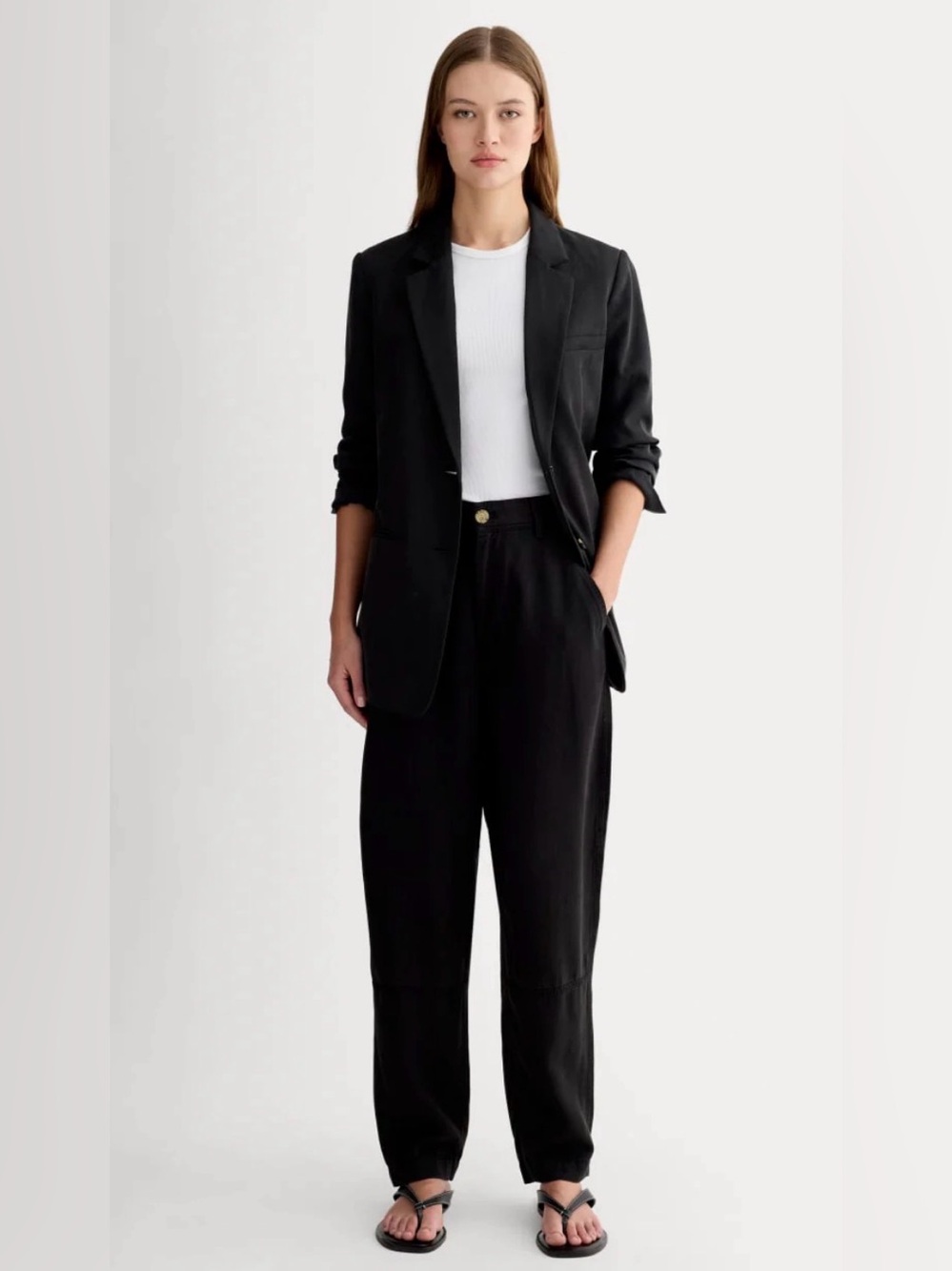 New Everlane THE CHINO IN BUTTERSOFT Barrel Leg Black Size 8